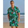 imageCOOFANDY Mens Hawaiian Shirt and Shorts Set 2 Piece Vacation Outfits Floral Button Down ShirtGreen Santa