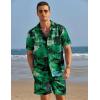 imageCOOFANDY Mens Hawaiian Shirt and Shorts Set 2 Piece Vacation Outfits Floral Button Down ShirtMulticolorgreen