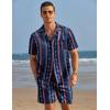 imageCOOFANDY Mens Hawaiian Shirt and Shorts Set 2 Piece Vacation Outfits Floral Button Down ShirtNavy