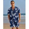 imageCOOFANDY Mens Hawaiian Shirt and Shorts Set 2 Piece Vacation Outfits Floral Button Down ShirtPalm Leaf