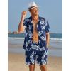 imageCOOFANDY Mens Hawaiian Shirt and Shorts Set 2 Piece Vacation Outfits Floral Button Down ShirtPalm Leaf