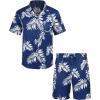 imageCOOFANDY Mens Hawaiian Shirt and Shorts Set 2 Piece Vacation Outfits Floral Button Down ShirtPalm Leaf