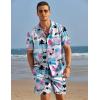 imageCOOFANDY Mens Hawaiian Shirt and Shorts Set 2 Piece Vacation Outfits Floral Button Down ShirtPalm Tree