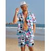 imageCOOFANDY Mens Hawaiian Shirt and Shorts Set 2 Piece Vacation Outfits Floral Button Down ShirtPalm Tree