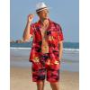 imageCOOFANDY Mens Hawaiian Shirt and Shorts Set 2 Piece Vacation Outfits Floral Button Down ShirtRed
