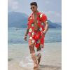 imageCOOFANDY Mens Hawaiian Shirt and Shorts Set 2 Piece Vacation Outfits Floral Button Down ShirtRed Flower