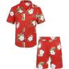 imageCOOFANDY Mens Hawaiian Shirt and Shorts Set 2 Piece Vacation Outfits Floral Button Down ShirtRed Flower