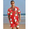 imageCOOFANDY Mens Hawaiian Shirt and Shorts Set 2 Piece Vacation Outfits Floral Button Down ShirtRed Flower