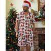 imageCOOFANDY Mens Hawaiian Shirt and Shorts Set 2 Piece Vacation Outfits Floral Button Down ShirtSanta Hat