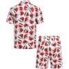 imageCOOFANDY Mens Hawaiian Shirt and Shorts Set 2 Piece Vacation Outfits Floral Button Down ShirtSanta Hat