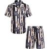 imageCOOFANDY Mens Hawaiian Shirt and Shorts Set 2 Piece Vacation Outfits Floral Button Down ShirtWhite