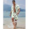 imageCOOFANDY Mens Hawaiian Shirt and Shorts Set 2 Piece Vacation Outfits Floral Button Down ShirtWhitegreen