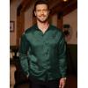 imageCOOFANDY Mens Luxury Satin Dress Shirt Shiny Silk Long Sleeve Button Up Shirts Wedding Shirt Party PromArmy Green