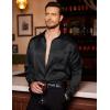 imageCOOFANDY Mens Luxury Satin Dress Shirt Shiny Silk Long Sleeve Button Up Shirts Wedding Shirt Party PromBlack