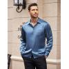 imageCOOFANDY Mens Luxury Satin Dress Shirt Shiny Silk Long Sleeve Button Up Shirts Wedding Shirt Party PromDark Blue Gray