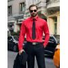 imageCOOFANDY Mens Luxury Satin Dress Shirt Shiny Silk Long Sleeve Button Up Shirts Wedding Shirt Party PromForal  Red