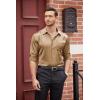 imageCOOFANDY Mens Luxury Satin Dress Shirt Shiny Silk Long Sleeve Button Up Shirts Wedding Shirt Party PromGold