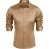 imageCOOFANDY Mens Luxury Satin Dress Shirt Shiny Silk Long Sleeve Button Up Shirts Wedding Shirt Party PromGold