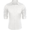 imageCOOFANDY Mens Luxury Satin Dress Shirt Shiny Silk Long Sleeve Button Up Shirts Wedding Shirt Party PromWhite