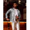 imageCOOFANDY Mens Metallic Jacket 70s Disco Dance Party Costume Shiny Varsity Zipper Baseball Bomber Jacket02silver