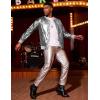 imageCOOFANDY Mens Metallic Jacket 70s Disco Dance Party Costume Shiny Varsity Zipper Baseball Bomber Jacket02silver
