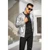 imageCOOFANDY Mens Metallic Jacket 70s Disco Dance Party Costume Shiny Varsity Zipper Baseball Bomber Jacket02silver