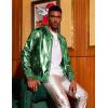 imageCOOFANDY Mens Metallic Jacket 70s Disco Dance Party Costume Shiny Varsity Zipper Baseball Bomber JacketGreen