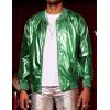 imageCOOFANDY Mens Metallic Jacket 70s Disco Dance Party Costume Shiny Varsity Zipper Baseball Bomber JacketGreen