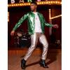 imageCOOFANDY Mens Metallic Jacket 70s Disco Dance Party Costume Shiny Varsity Zipper Baseball Bomber JacketGreen