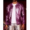 imageCOOFANDY Mens Metallic Jacket 70s Disco Dance Party Costume Shiny Varsity Zipper Baseball Bomber JacketLuxurious Purple