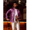 imageCOOFANDY Mens Metallic Jacket 70s Disco Dance Party Costume Shiny Varsity Zipper Baseball Bomber JacketLuxurious Purple