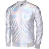 imageCOOFANDY Mens Metallic Jacket 70s Disco Dance Party Costume Shiny Varsity Zipper Baseball Bomber JacketMulticolored