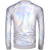 imageCOOFANDY Mens Metallic Jacket 70s Disco Dance Party Costume Shiny Varsity Zipper Baseball Bomber JacketMulticolored