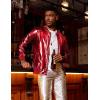 imageCOOFANDY Mens Metallic Jacket 70s Disco Dance Party Costume Shiny Varsity Zipper Baseball Bomber JacketRed