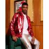 imageCOOFANDY Mens Metallic Jacket 70s Disco Dance Party Costume Shiny Varsity Zipper Baseball Bomber JacketRed