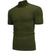 imageCOOFANDY Mens Mock Turtleneck Sweater Short Sleeve Casual Basic Tops Ribbed Knit Pullover Solid TeeArmy Green