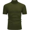 imageCOOFANDY Mens Mock Turtleneck Sweater Short Sleeve Casual Basic Tops Ribbed Knit Pullover Solid TeeArmy Green
