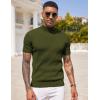 imageCOOFANDY Mens Mock Turtleneck Sweater Short Sleeve Casual Basic Tops Ribbed Knit Pullover Solid TeeArmy Green