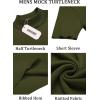 imageCOOFANDY Mens Mock Turtleneck Sweater Short Sleeve Casual Basic Tops Ribbed Knit Pullover Solid TeeArmy Green