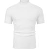 imageCOOFANDY Mens Mock Turtleneck Sweater Short Sleeve Casual Basic Tops Ribbed Knit Pullover Solid TeePat2 Striped White