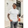 imageCOOFANDY Mens Mock Turtleneck Sweater Short Sleeve Casual Basic Tops Ribbed Knit Pullover Solid TeePat2 Striped White