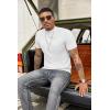 imageCOOFANDY Mens Mock Turtleneck Sweater Short Sleeve Casual Basic Tops Ribbed Knit Pullover Solid TeePat2 Striped White