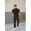 imageCOOFANDY Mens Mock Turtleneck Sweater Short Sleeve Casual Basic Tops Ribbed Knit Pullover Solid TeePat3 Striped Black