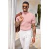 imageCOOFANDY Mens Mock Turtleneck Sweater Short Sleeve Casual Basic Tops Ribbed Knit Pullover Solid TeePink