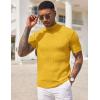 imageCOOFANDY Mens Mock Turtleneck Sweater Short Sleeve Casual Basic Tops Ribbed Knit Pullover Solid TeeYellow