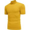 imageCOOFANDY Mens Mock Turtleneck Sweater Short Sleeve Casual Basic Tops Ribbed Knit Pullover Solid TeeYellow