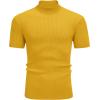 imageCOOFANDY Mens Mock Turtleneck Sweater Short Sleeve Casual Basic Tops Ribbed Knit Pullover Solid TeeYellow
