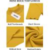 imageCOOFANDY Mens Mock Turtleneck Sweater Short Sleeve Casual Basic Tops Ribbed Knit Pullover Solid TeeYellow