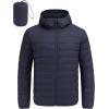 imageCOOFANDY Mens Packable Puffer Jacket Lightweight Hooded Insulated Winter Coat Windproof Zipper Down JacketNavy Blue