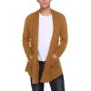 imageCOOFANDY Mens Ruffle Shawl Collar Cardigan Open Front Lightweight Long Length Drape Cape Overcoat with PocketsLight Brown